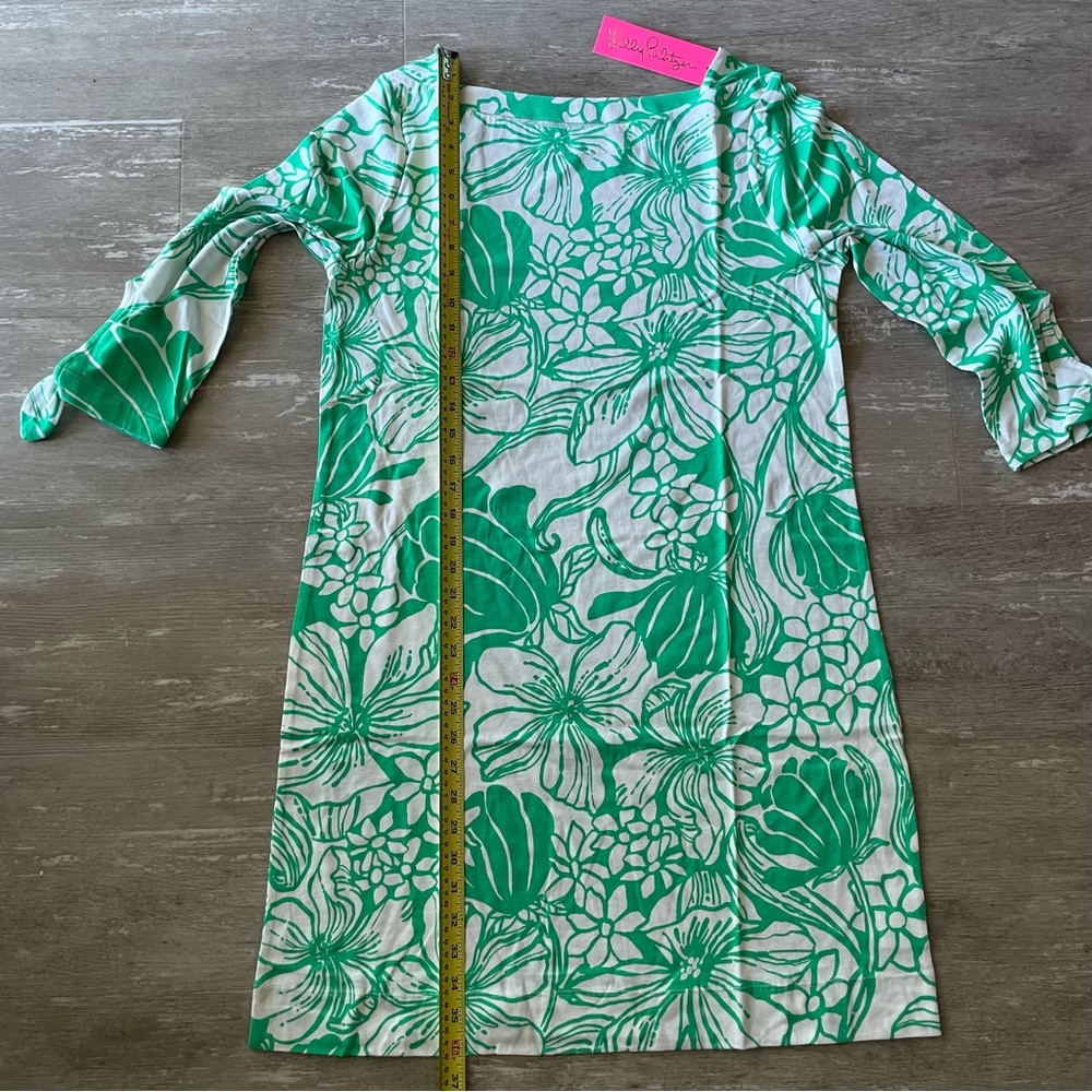 NWT Lilly Pulitzer Lidia Boatneck Dress in Spearmint Oversized Kiss My Tulips - Picture 4 of 6